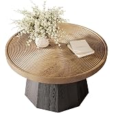 LITTLE TREE Round Coffee Table for Living Room, 31.5-Inch Farmhouse Center Table, Modern Circle Wooden Tea Tables for Office, Small Space, Reception, Brown