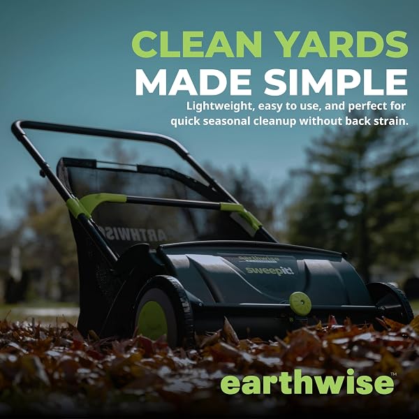 EARTHWISE LSW70021 21-INCH WIDTH LEAF & GRASS PUSH LAWN SWEEPER, BLACK