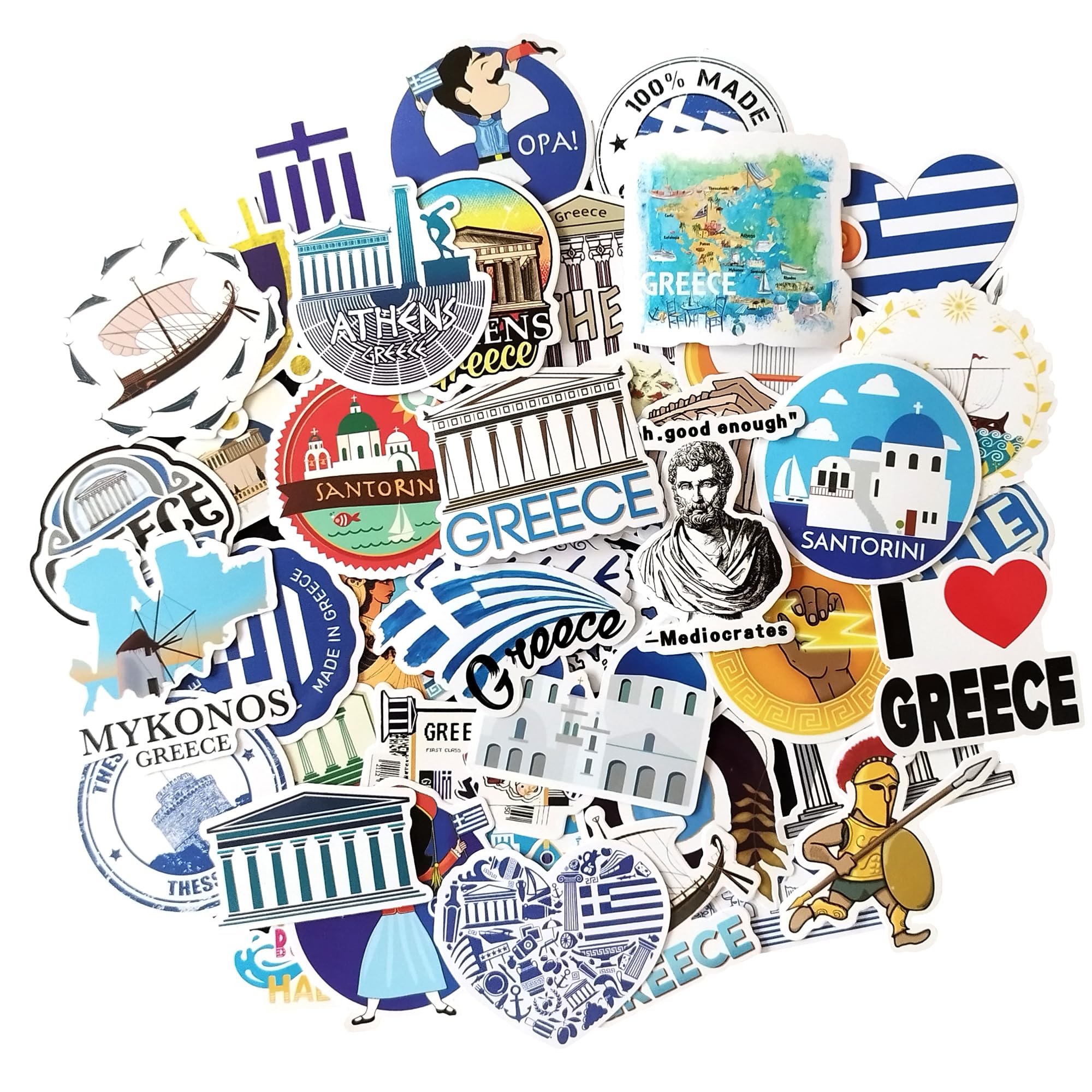 Greece Travel Stickers for Scrapbooking Laptop Stickers Suitcase Sticker Travel Decals Aesthetic Scrapbook stfor Adults for Children Planner