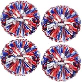 4Pcs Upgraded 12inch Metallic Cheerleading Pom Poms, HOLENGS Cheerleader Pompoms Cheer Poms for Kids Adults, Cheering Squad Pompoms for School Sports Games Dance Party
