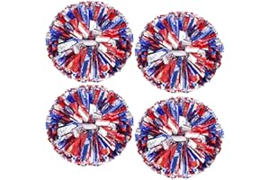4Pcs Upgraded 12inch Metallic Cheerleading Pom Poms, HOLENGS Cheerleader Pompoms Cheer Poms for Kids Adults, Cheering Squad Pompoms for School Sports Games Dance Party
