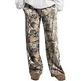 HOCANDY Women Wide Leg Camo Sweatpants Drawstring High Waisted Camouflage Sweat Pants Baggy Fleece Camo Pants with Pockets