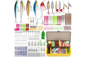 GOANDO Fishing Lures Fishing Gear Tackle Box Fishing Attractants for Bass Trout Salmon Fishing Accessories Including Spoon Lures Soft Plastic Worms Crankbait Jigs Fishing Hooks