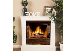 Fireplace Flame Wall Decal,Burning Firewoods Photography Backdrop Decor,Large Christmas Wall Decals,Peel and Stick Xmas Decal