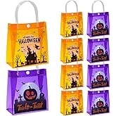SATINIOR 24 Pcs Halloween Clear Treat Bags with Handles Pumpkin Witch Castles Clear PVC Gift Bags for Thrick or Treat Gifts
