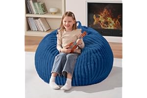 Homguava Bean Bag Chair Adult,Bean Bag Chairs with Filling,Comfy Bean Bag Round Large Beanbag with Dutch Corded Plush Cover,2