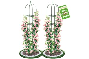 MQHUAYU 2 Pack Garden Obelisk Trellis for Climbing Plants, 70.87" Metal Rustproof Plant Support Rose Trellis, Tower Potted Cages for Flowers Fruits Vegetable Vines Indoor & Outdoor, Green(4 Tiers)