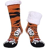 MQELONG Men's Slipper Socks Winter Fuzzy Fleece Lined Cozy Thermal Non-Slip Indoor Christmas Socks