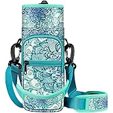 CaseBot Water Bottle Carrier Bag Sling Case, Sports Water Bottle Pouch Holder Sleeve with Adjustable Shoulder Hand Strap and 2 Pockets for Men Women Hiking Camping Travelling