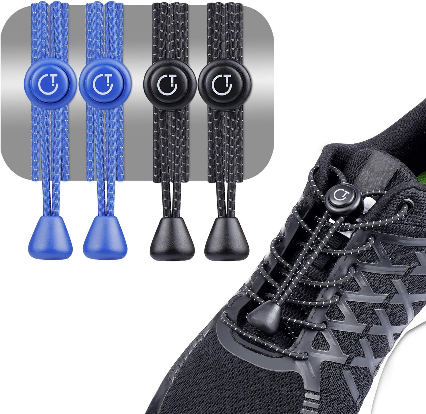 black elastic lace trainers