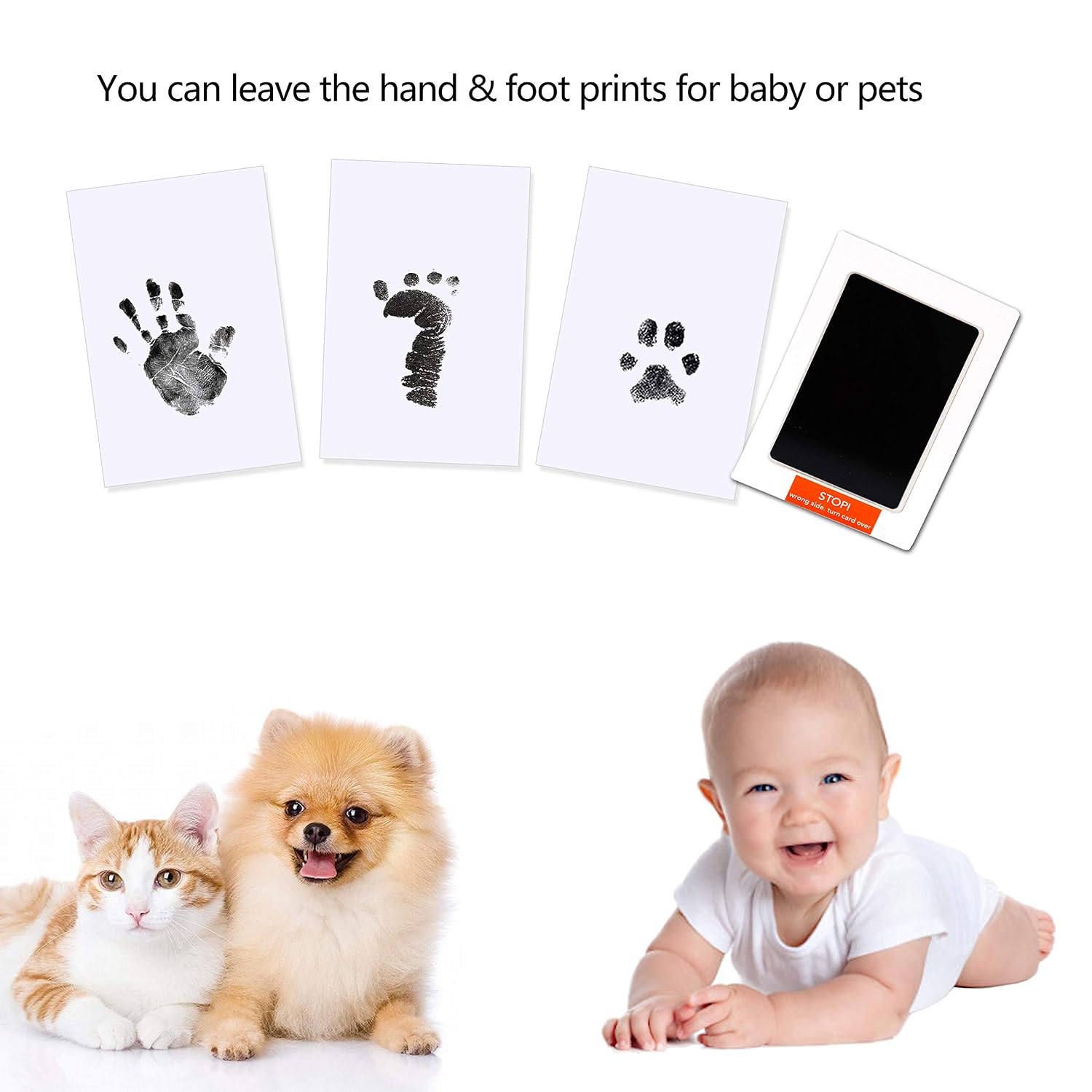 Bebe Empreinte De Main Et Empreinte De Pied Securitaire Touche Non Toxique Encre Tampon Avec 4 Cartes Pour Souvenir Familial Cadeau De Bapteme Bebe Et Registre Noir Bebe Puericulture Cadeaux De Naissance