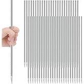 Gisafai 50 Pcs 16 Inch Ground Rebar Stakes Heavy Duty Ground Anchors Steel Plant Support Garden Stake Long Straight Metal Spikes with Chisel Point End for Concrete Timber Garden Plant Tent