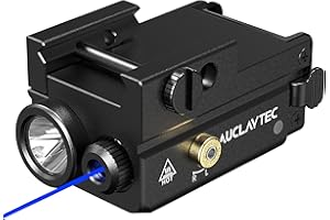 AUCLAYTEC 420 Lumen Tactical LED Flashlight with Laser Sight Combo Impact Resistant, Built in Rechargeable Battery with Ambidextrous Switch Design and 3 Light Modes (Blue)
