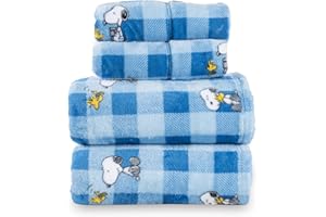 Berkshire Peanuts® Velvetloft® Plush Queen Bed Sheet Set,Extra Warm Fleece Sheets,4-Piece Cute Character Snoopy Printed Soft 