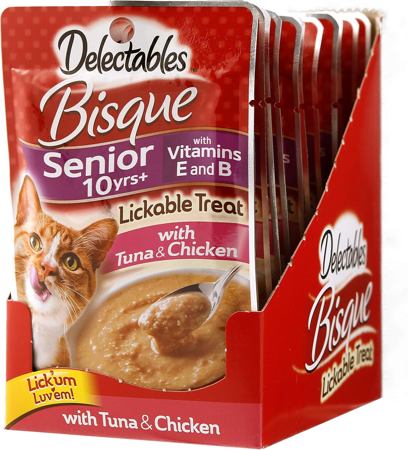 Delectables Bisque Lickable Treat for Senior Cats Tuna Chicken (Box of 12) : Pet Supplies