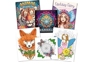 Elfew 3 Set Adult Coloring Books for Women, 60 Coloring Pages Design in Fairy, Animal, Mandala Coloring Books for Adult Relaxation, Adult Coloring Book, Art Supplies for Stress Relief