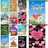 CDLong Seasonal Garden Flag Set of 12 - Double Sided 28 x 40 Inch Large Yard Flags, Outdoor Holiday Decorations for All Seasons, Christmas, Spring, Summer, and Fall - Big House Flags for Outside Decor
