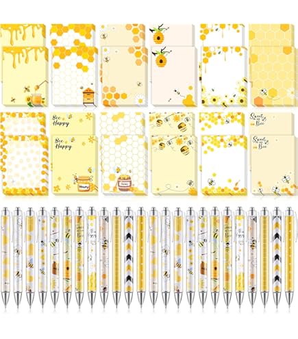 Chiisong 48 Pcs Bee Sticky Notes With Pens Bee Theme Stationery Set - View #13
