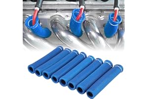 BLISSSHINE Spark Plug Wire Heat Shield Sleeve 2500° Spark Plug Boot Protector Wrap for 6 Inch for Ls1/Ls2 Sbc Bbc 350 454 Plug Wire Covers —Blue