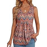 GKBK Womens Tank Tops V Neck Sleeveless Babydoll Tops Flowy Peplum Tops for Women Dressy Boho Chic Spring Summer Clothing