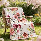 yuboo Spring Floral Throw Blanket, Pink Watercolor Flower Gifts for Women, Mom, Elders and Girls, Floral Blanket, Soft and Cozy Blanket for Spring Decor 50 x 60In