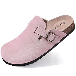 KIDMI Women's Genuine Suede Clogs Cork Footbed