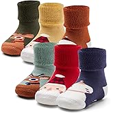 Baby Non Slip Warm Socks Baby Boys Thick Winter Socks with Grips for Baby Girls Non Skid Socks 6 Pack