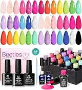 Beetles Gel Polish 20 Colors Nail Kit with Base & Top Coats 18Pcs Art Liners