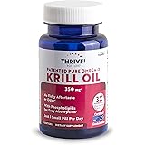 Thrive! For Life Patented Pure Omega-3 Krill 350 mg, Red, 60 Count