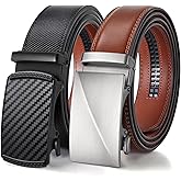 BELTROAD Ratchet Belts for Men- 2-Pack Men‘s Ratchet Adjustable Click Slide Belts for Dress Casual 1 3/8" Leather Belt Gift