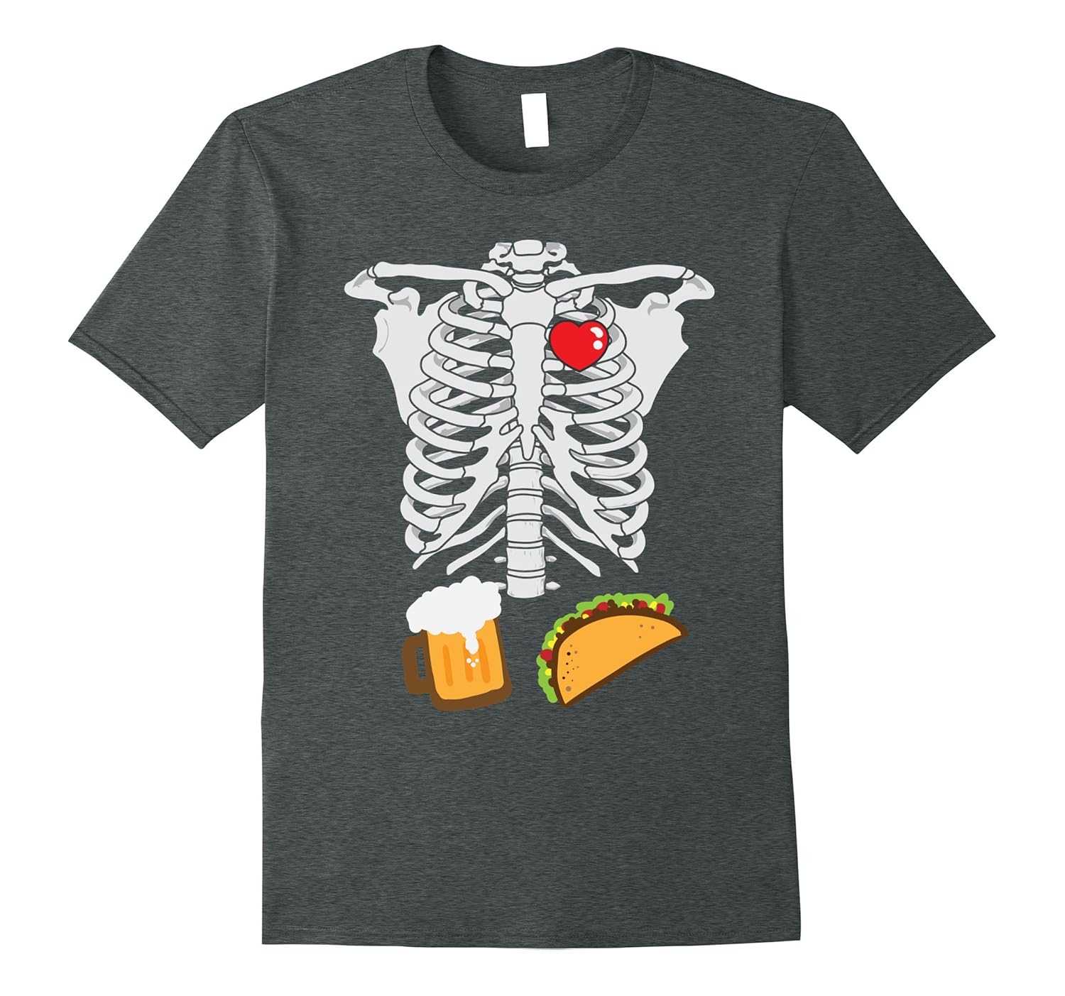 Halloween Tacos Beer Skeleton Ribcage Funny T-Shirt-ANZ