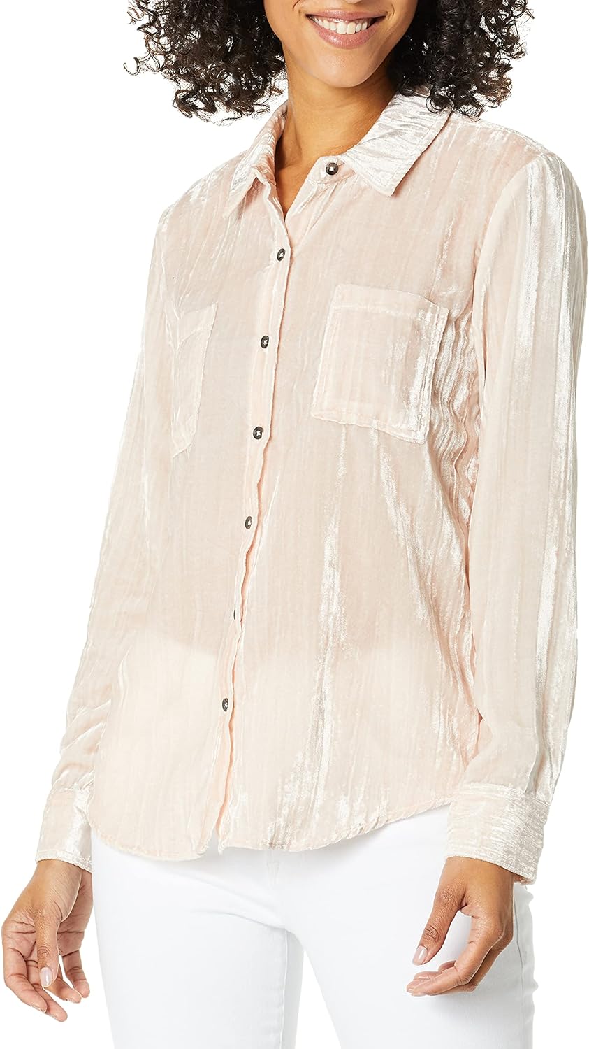 Splendid Women's Long Sleeve Buttonup Velvet Shirt Amazon.co.uk Clothing