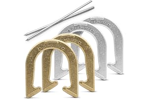 GoSports Steel Horseshoes Outdoor Game Set - Gold & Silver or Red & Blue - Official Size and Weight