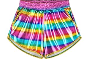 BOOPH Girls Metallic Shorts Kids Sparkly Dance Outfits Shiny Hot Pants Athletic Shorts for Girls