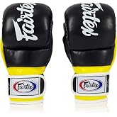 Fairtex FGV18 MMA Boxing Gloves, Leather Muay Thai Martial Arts Training | Full-grain hide with breathable mesh lining. Double-stitched wrist strap balances weight for bag drills and fitness routines