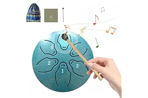 LTAXAF Steel Tongue Rain Drum - 3 Inch 6 Notes for Outside with Drum Music Book, Mallets, Musical Education Entertainment Meditation Yoga Zen Gifts (Dark Green)