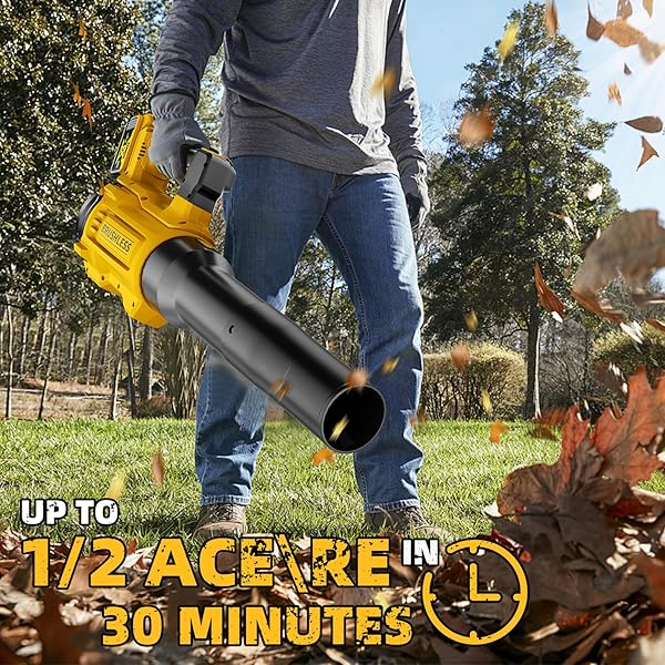 NELHALT 20V CORDLESS LEAF BLOWER, MAX 600 CFM/125 MPH TURBO BOOST MODE COMPATIBLE WITH DEWALT 20V MAX BATTERY, BRUSHLESS MOTOR, ERGONOMIC 3.6LBS FOR DRIVEWAY & YARD, TOOL ONLY