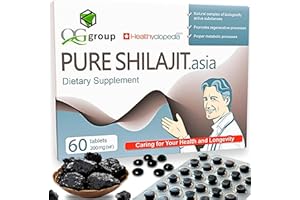 QG GROUP Natural Pure Shilajit Tablets Analog Raw Resin Mumiyo Dry Drops 60 Tablets - 200mg 100% Himalayan Supplement with 85+ Trace Minerals for Energy & Metabolism, Immune Support - Ideal for Men & Women