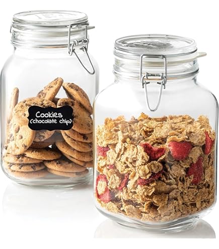 Bormioli Rocco Glass Fido Jar - 4 Liter (135 Oz) With Airtight Hinged Lid & Chalkboard Labels - Perfect For Fermenting, Canning, Storage