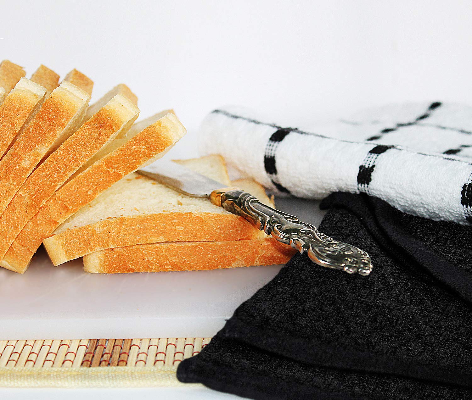 Utopia Towels - Kitchen Cloth (12 Pack, 6 Black and 6 White) Pure Cotton Washable Towels