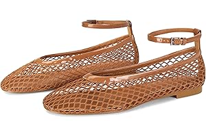 Wnshonzy Mesh Ballet Flats for Women Round Toe Buckle Strap Fishnet Mary Jane Flats Comfy Casual Office Womens Summer Flats Shoes