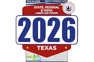 COMPLIANCE AUDIT CENTER 2026 Texas State and Federal Labor Law Poster - OSHA Workplace Compliant - Mandatory Regulations Posting for Employees - All-In-One Required Compliance Posting 17" x 40" - Laminated (English)