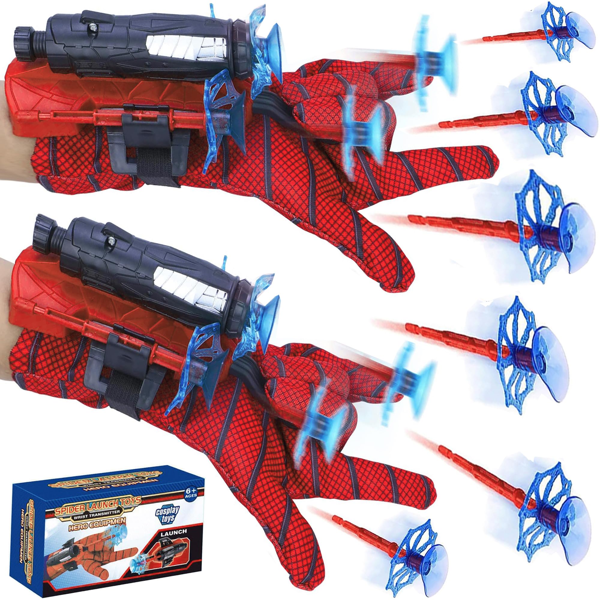 Spider Web Shooters for Kids - 2 Packs of Spider Launcher Wrist Toys Set Boys Toys Age 3+ Super Hero Toys Spider Role-Play Toy Spider Web-Shooters 3+ Year Old Boy Gifts