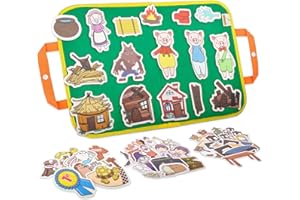 CHEFAN Felt/Flannel Board Story Set of 4, PRECUT Felt Pieces for Preschool Toddlers, Three Little Pigs|Goldilocks and Three Bears|Hansel and Gretel|The Hare and Tortoise