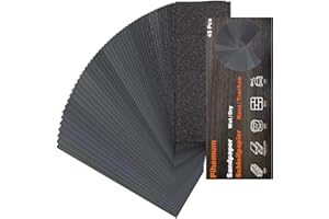 45 Pcs Sandpaper Assortment 80-5000 Grit Wet Dry Sandpaper Sheets, 9 x 3.6 Inch Sand Paper for Wood Furniture, Metal, Automotive Polishing & Finishing