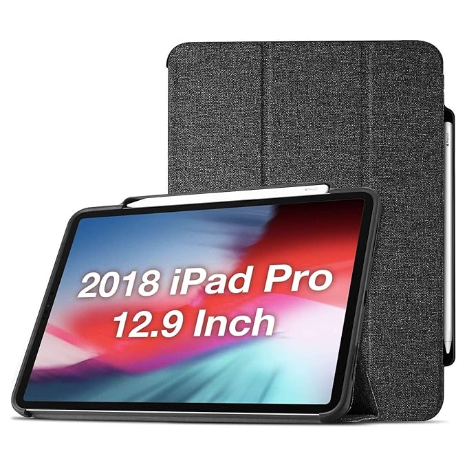 Procase Ipad Pro 12 9 Case 2018 With Apple Pencil Holder Support Apple Pencil Charging Protective Smart Cover Shell Stand Folio Case For Apple Ipad Pro 12 9 Inch 3rd Gen 2018 Release Black Amazon In Electronics
