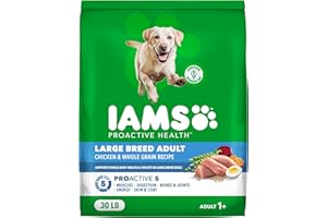 IAMS Proactive Health Large Breed Adult Dry Dog Food Chicken & Whole Grain Recipe, 30 lb. Bag