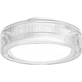 FEMILA LED Ceiling Light Fixture, 12" Flush Mount Ceiling Light with Ribbed Glass, for Kitchen, Hallway, Bedroom, 6500K Dayli