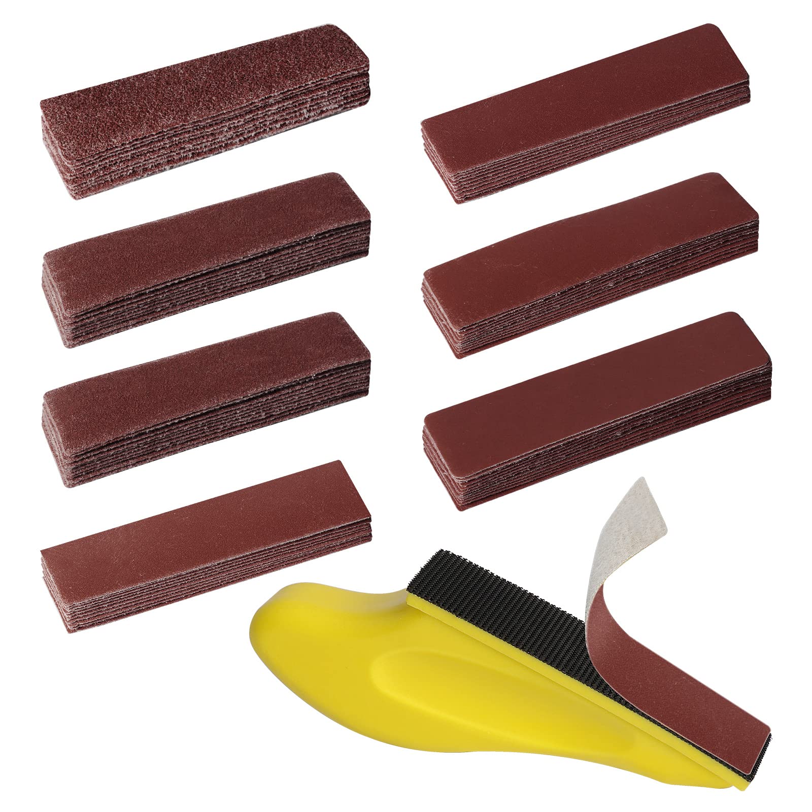 71 Pieces 40-2000 Grit Wet and Dry Sandpaper, GOH DODD Micro Detail Sander Kit, Mini Hand Sanding Block with Hook and Loop Sand Paper for Woodworking Tight Narrow Spaces Auto Metal Glass Resin