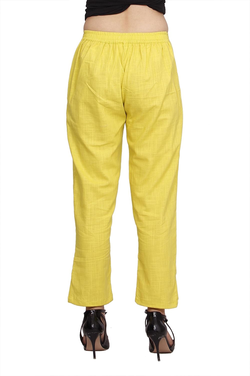 jublee women's lime green cotton slub trouser